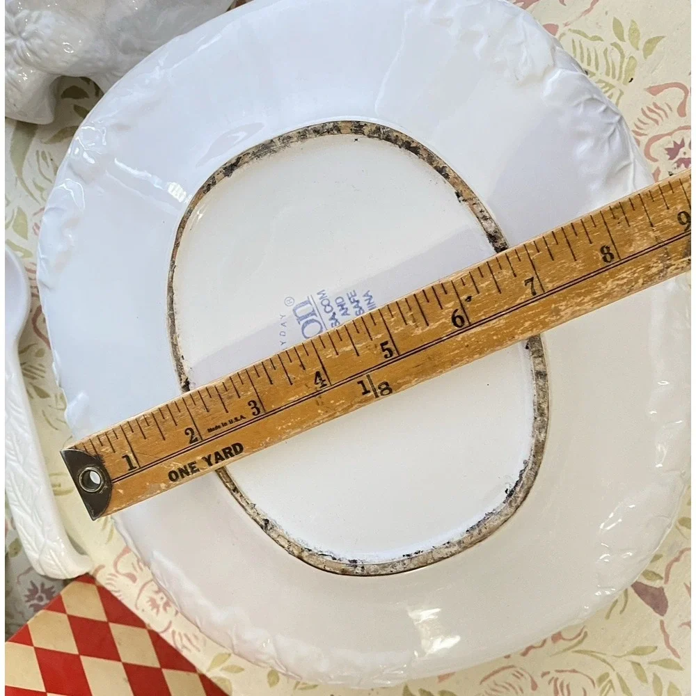 VTG Gibson Soup Tureen Lid Ladle Embossed Fruit Soup Vegetable Bowl Leaf EUC 90s